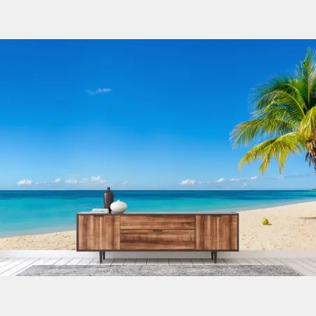 Papier peint plage tropicale aux eaux turquoises – Wallnifity®