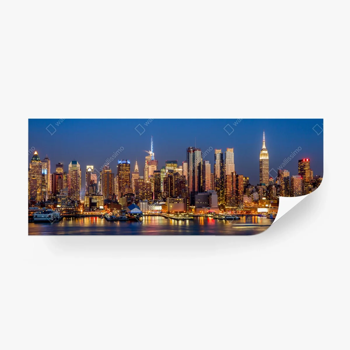 Papier peint horizon nocturne de New York illuminé – Wallnifity® Papier peint horizon nocturne de New York illuminé – Wallnifity®