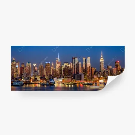 Papier peint horizon nocturne de New York illuminé – Wallnifity®