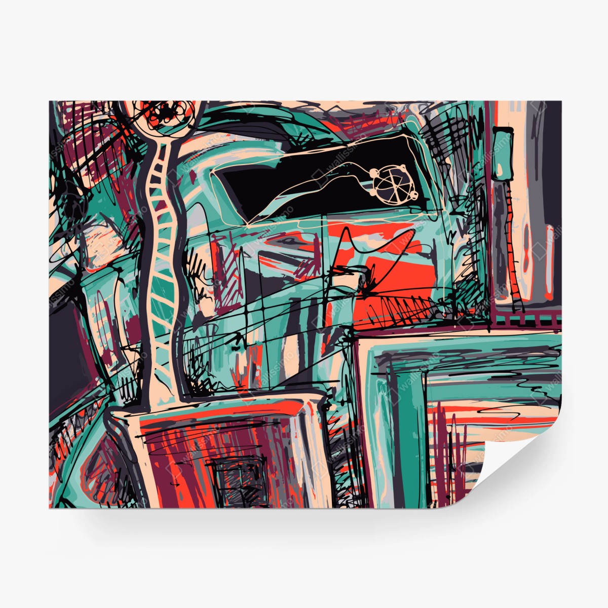 Papier peint composition urbaine abstraite colorée – Wallnifity®