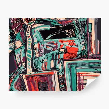 Papier peint composition urbaine abstraite colorée – Wallnifity®