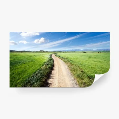 Papier peint chemin campagnard sous ciel bleu – Wallnifity®