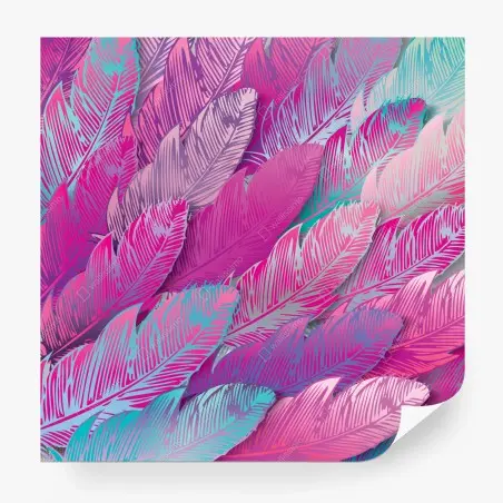 Papier peint motif plumes irisées rose et turquoise – Wallnifity®