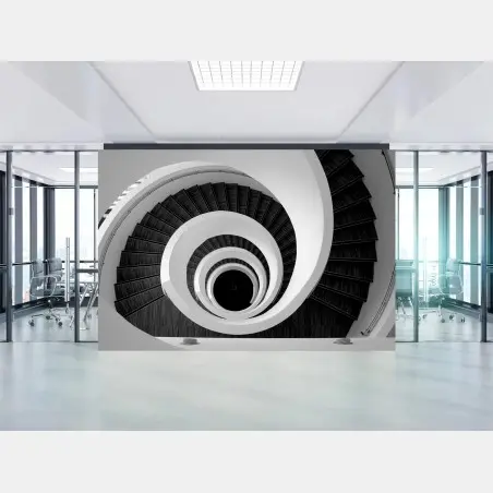 Papier peint spirale architecturale en noir et blanc – Wallnifity®