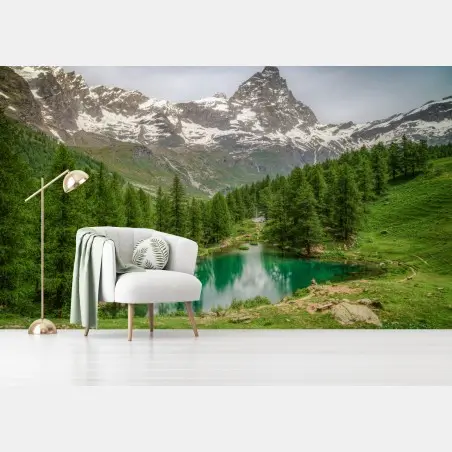 Papier peint lac bleu alpin de Cervinia – Wallnifity®