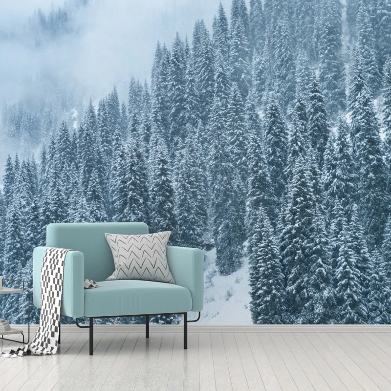 Papier peint forêt de sapins enneigée – Wallnifity® Papier peint forêt de sapins enneigée – Wallnifity®
