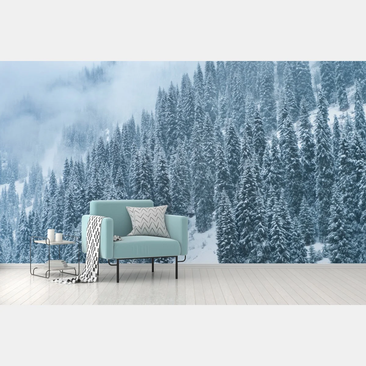 Papier peint forêt de sapins enneigée – Wallnifity® Papier peint forêt de sapins enneigée – Wallnifity®