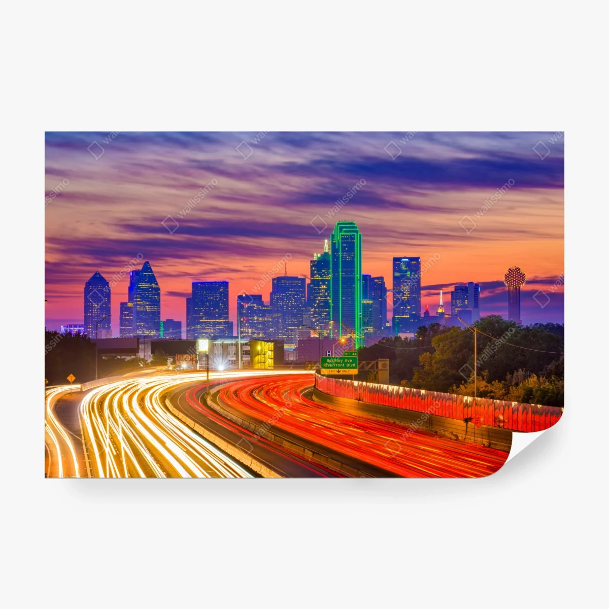 Papier peint ligne d'horizon de Dallas au crépuscule – Wallnifity® Papier peint ligne d'horizon de Dallas au crépuscule – Wallnifity®