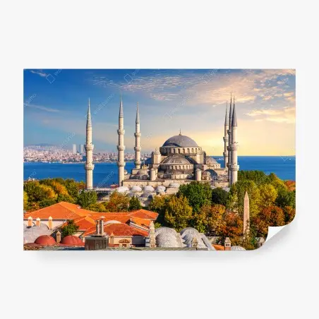 Papier peint panorama d'Istanbul avec mosquée historique – Wallnifity®