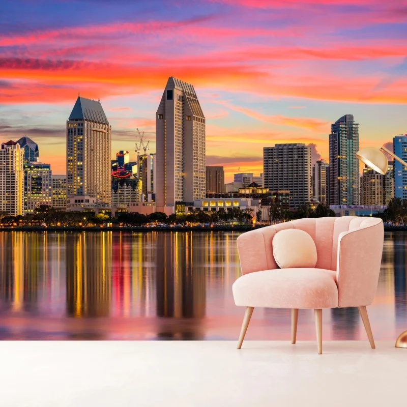 Papier peint skyline colorée de San Diego au coucher du soleil – Wallnifity® Papier peint skyline colorée de San Diego au coucher du soleil – Wallnifity®