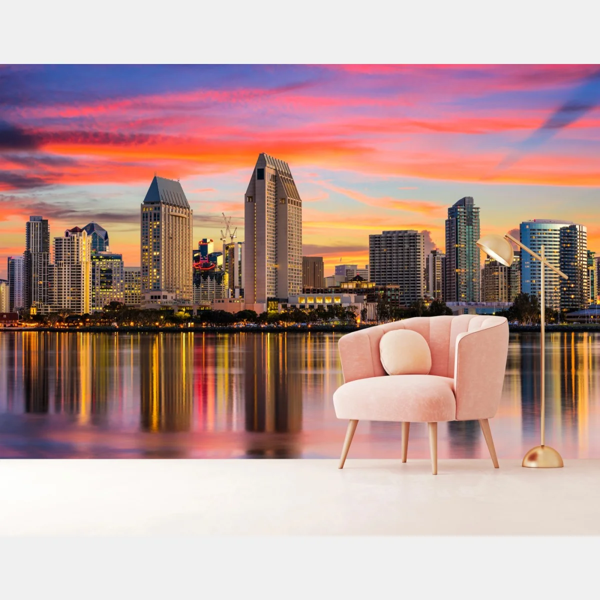 Papier peint skyline colorée de San Diego au coucher du soleil – Wallnifity® Papier peint skyline colorée de San Diego au coucher du soleil – Wallnifity®