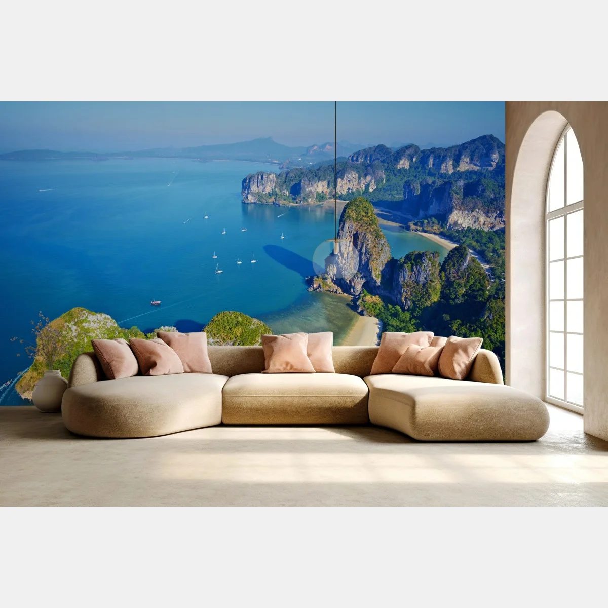 Papier peint vue aérienne d'îles tropicales et falaises – Wallnifity® Papier peint vue aérienne d'îles tropicales et falaises – Wallnifity®