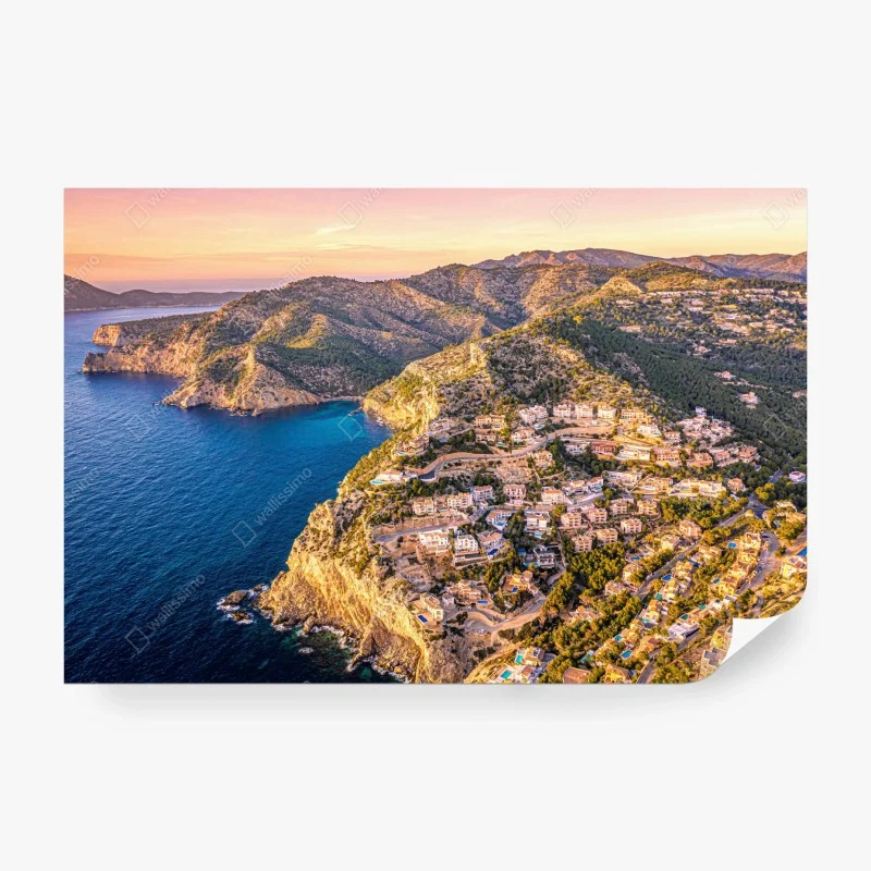 Papier peint villages perchés sur falaises au crépuscule – Wallnifity® Papier peint villages perchés sur falaises au crépuscule – Wallnifity®