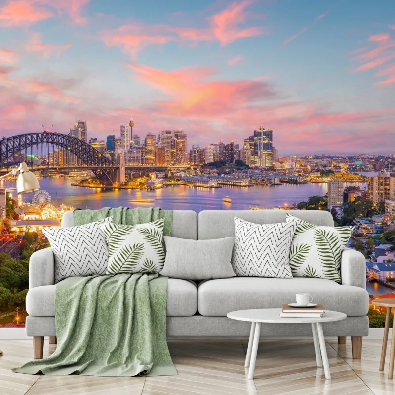 Papier peint coucher de soleil sur Sydney et le Harbour Bridge – Wallnifity® Papier peint coucher de soleil sur Sydney et le Harbour Bridge – Wallnifity®