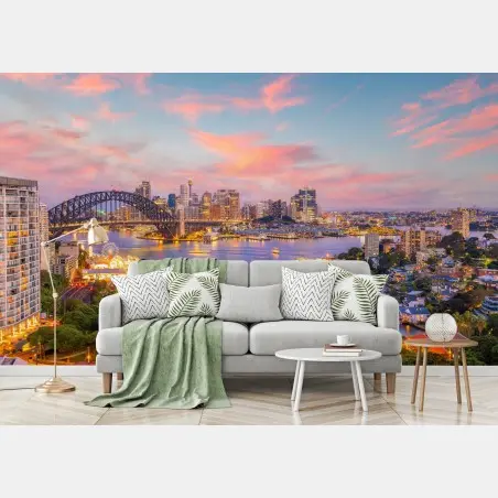 Papier peint coucher de soleil sur Sydney et le Harbour Bridge – Wallnifity®
