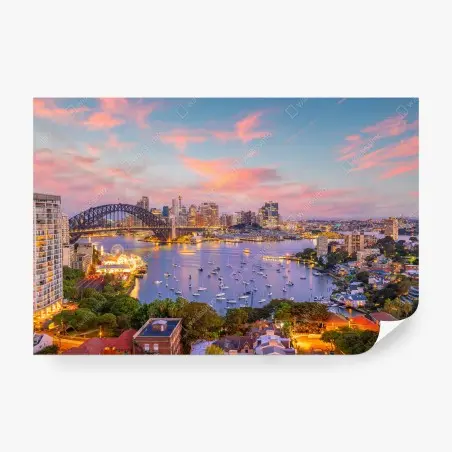 Papier peint coucher de soleil sur Sydney et le Harbour Bridge – Wallnifity®