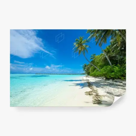 Papier peint île tropicale des Maldives au sable blanc – Wallnifity®