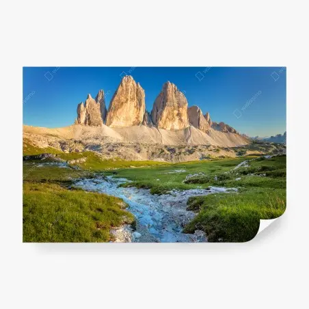 Papier peint lever de soleil sur les Tre Cime di Lavaredo, Dolomites – Wallnifity®