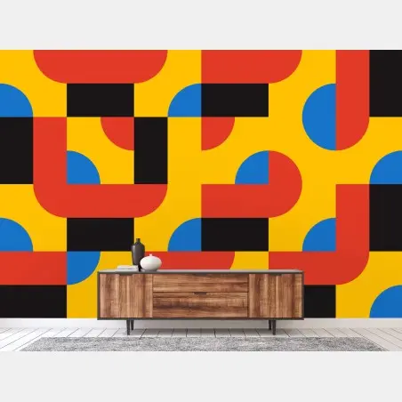 Papier peint motif géométrique vibrant aux formes arrondies – Wallnifity®