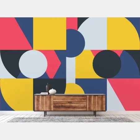 Papier peint motif géométrique coloré pour décoration murale – Wallnifity®