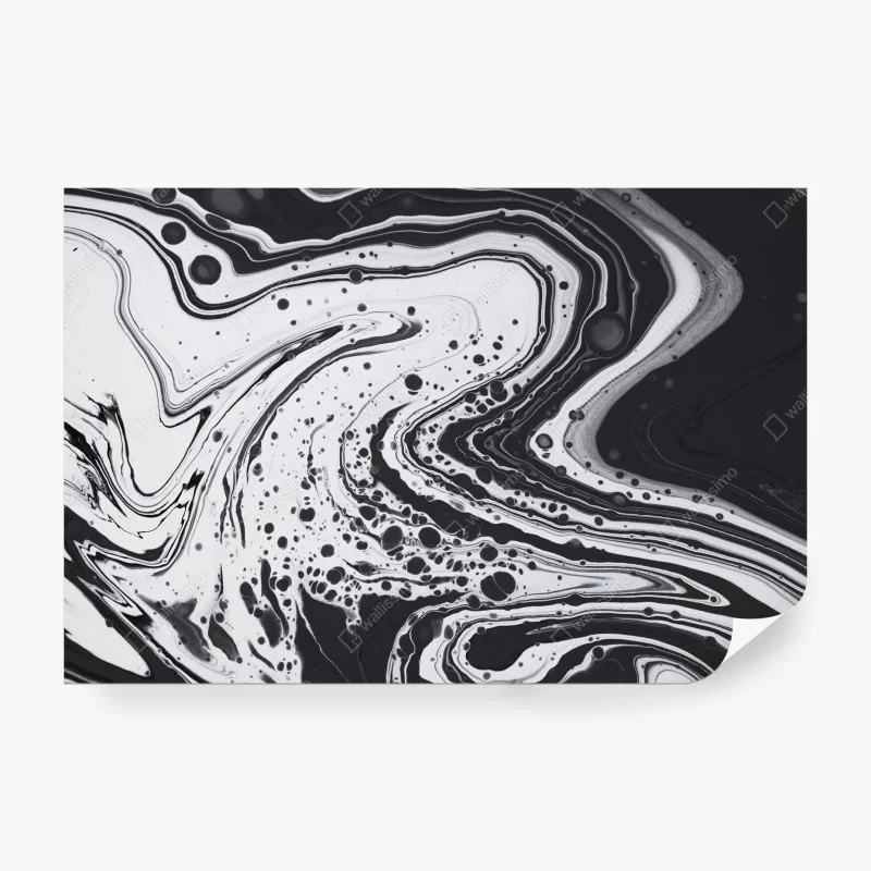 Papier peint abstraction marbrée en noir et blanc – Wallnifity®