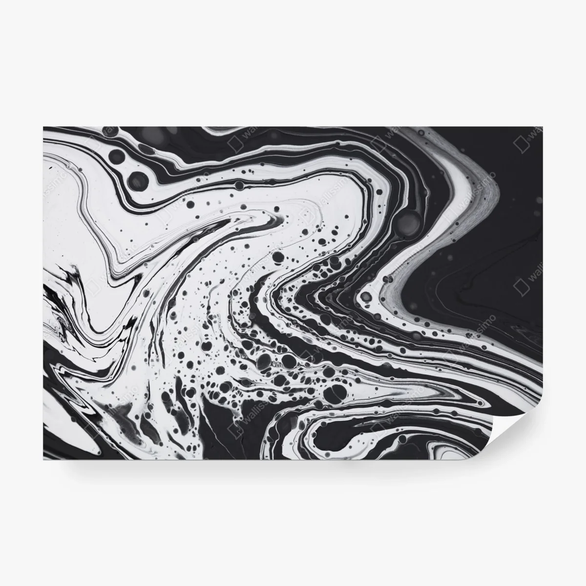 Papier peint abstraction marbrée en noir et blanc – Wallnifity®