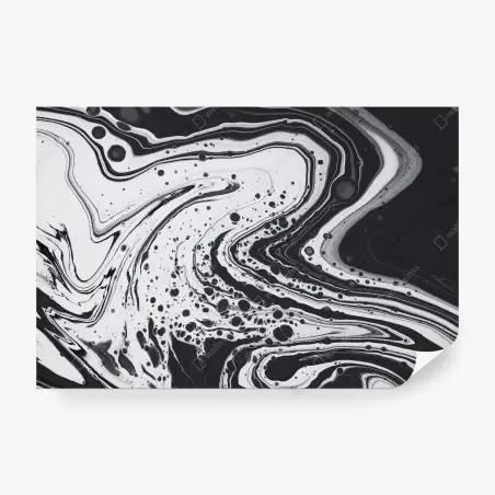 Papier peint abstraction marbrée en noir et blanc – Wallnifity®