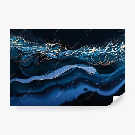 Papier peint océan d'azur et d'or abstrait – Wallnifity®