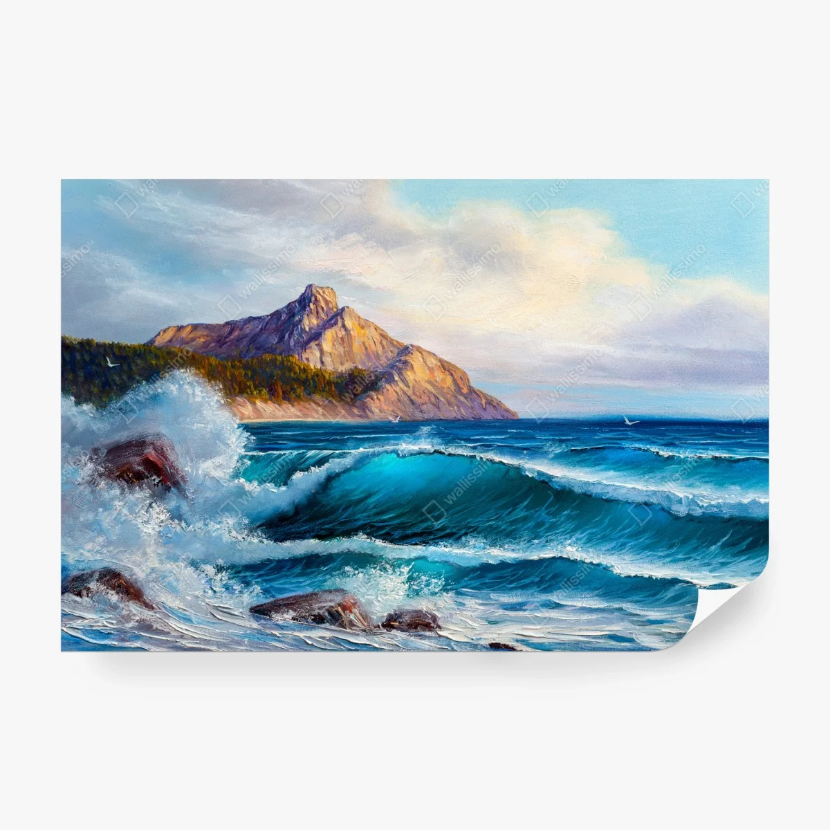 Papier peint vagues turquoises et falaises dorées – Wallnifity® Papier peint vagues turquoises et falaises dorées – Wallnifity®