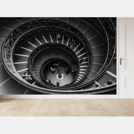 Papier peint spirale architecturale en noir et blanc – Wallnifity®