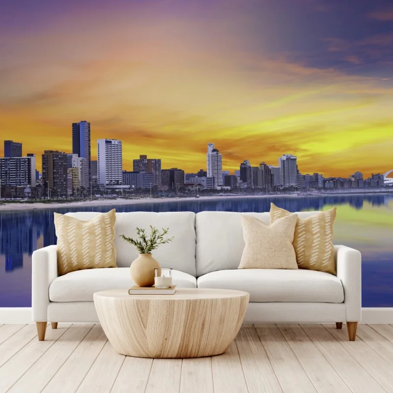 Papier peint paysage urbain de Durban au crépuscule – Wallnifity® Papier peint paysage urbain de Durban au crépuscule – Wallnifity®