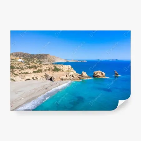 Papier peint falaises ensoleillées et eaux turquoise – Wallnifity®