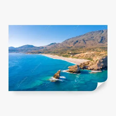 Papier peint paysage côtier aux eaux turquoises et falaises sculptées – Wallnifity®