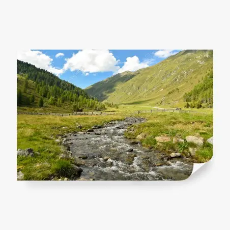 Papier peint panorama alpin au bord du ruisseau – Wallnifity®