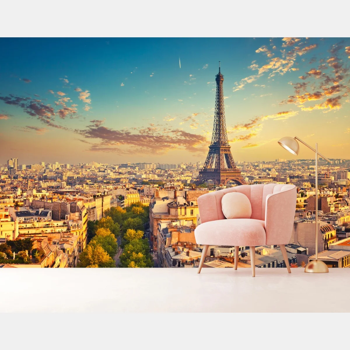 Papier peint vue panoramique de la Tour Eiffel au coucher de soleil, Paris – Wallnifity® Papier peint vue panoramique de la Tour Eiffel au coucher de soleil, Paris – Wallnifity®