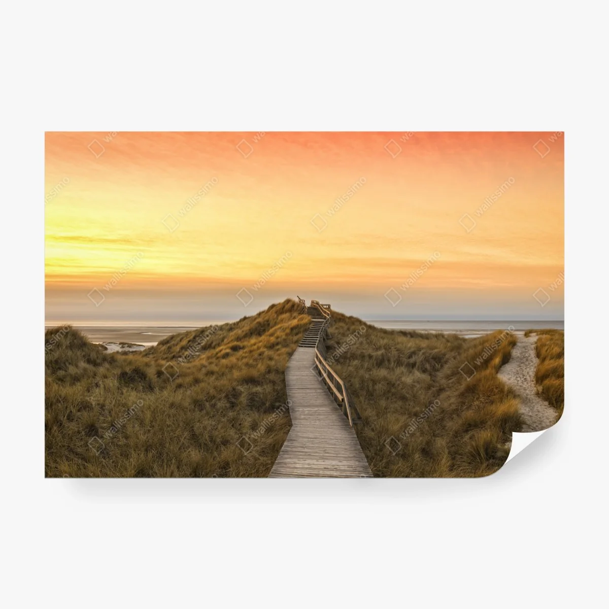 Papier peint passerelle vers la mer à Amrum au coucher de soleil – Wallnifity® Papier peint passerelle vers la mer à Amrum au coucher de soleil – Wallnifity®