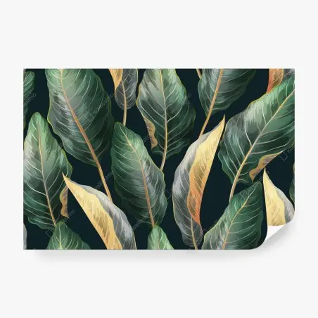 Papier peint motif tropical vintage feuilles luxuriantes – Wallnifity®