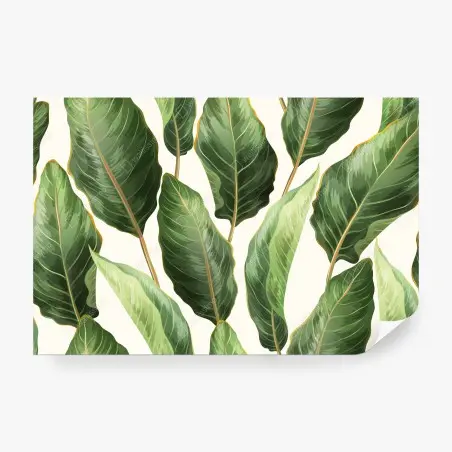 Papier peint motif tropical de grandes feuilles vertes – Wallnifity®