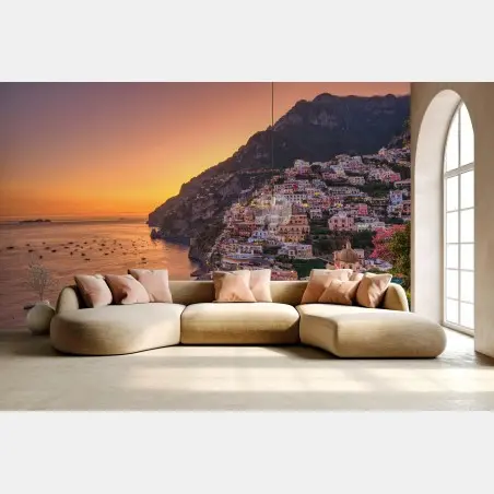 Papier peint coucher de soleil sur la côte méditerranéenne – Wallnifity®