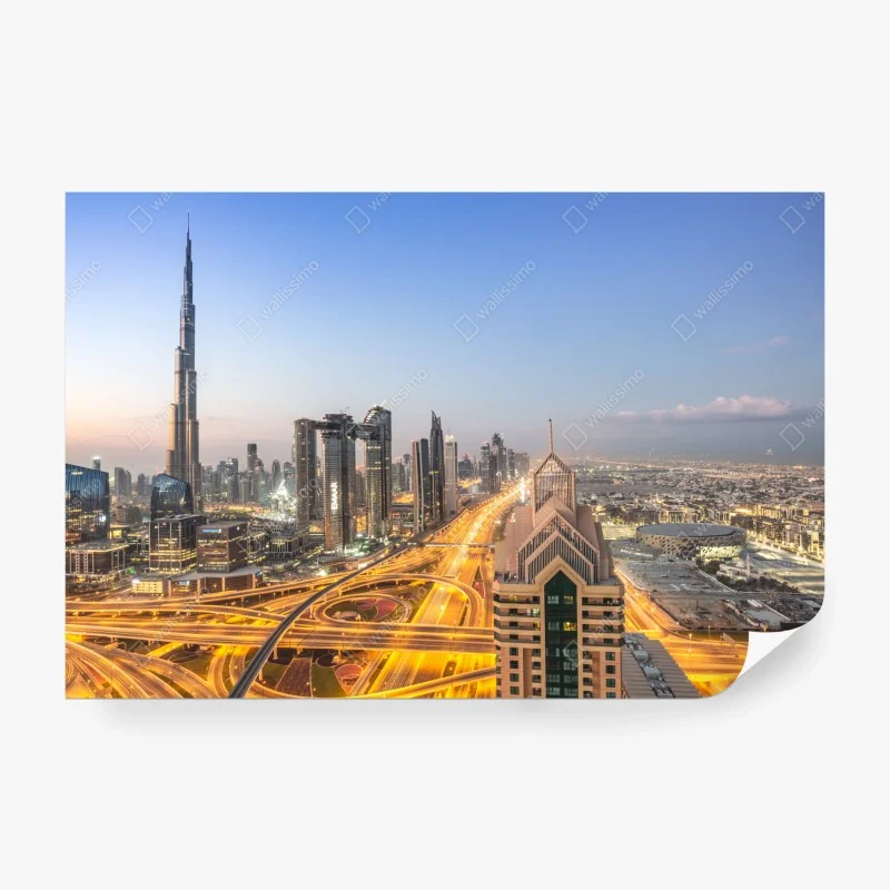 Papier peint panorama urbain de Dubaï au crépuscule – Wallnifity® Papier peint panorama urbain de Dubaï au crépuscule – Wallnifity®