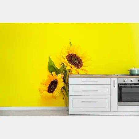 Papier peint bouquet de tournesols sur fond jaune – Wallnifity®