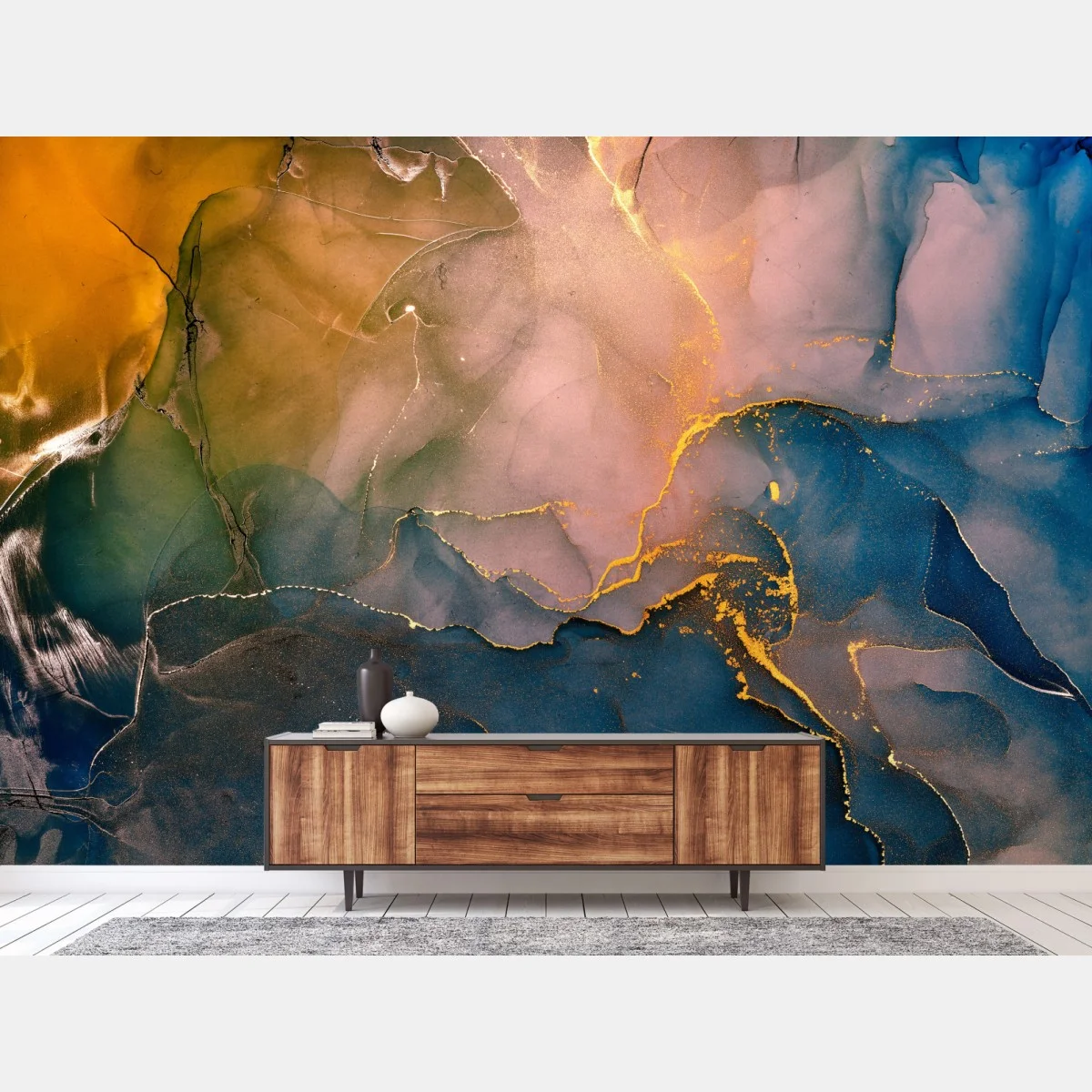 Papier peint mouvement d'encre et d'or – Wallnifity® Papier peint mouvement d'encre et d'or – Wallnifity®
