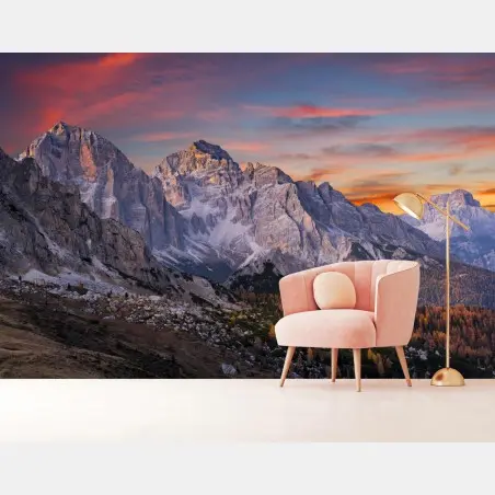 Papier peint crépuscule alpin sur les sommets d'automne – Wallnifity®