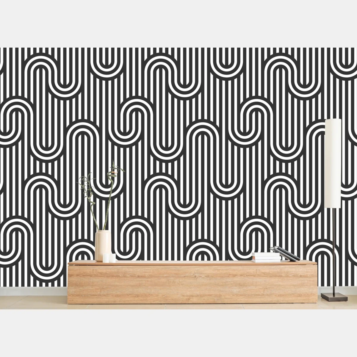 Papier peint motif optique géométrique en noir et blanc – Wallnifity® Papier peint motif optique géométrique en noir et blanc – Wallnifity®