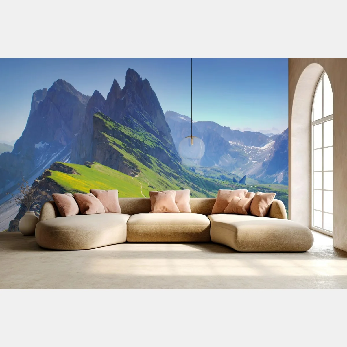 Papier peint paysage montagnard de Seceda, Dolomites au printemps – Wallnifity® Papier peint paysage montagnard de Seceda, Dolomites au printemps – Wallnifity®