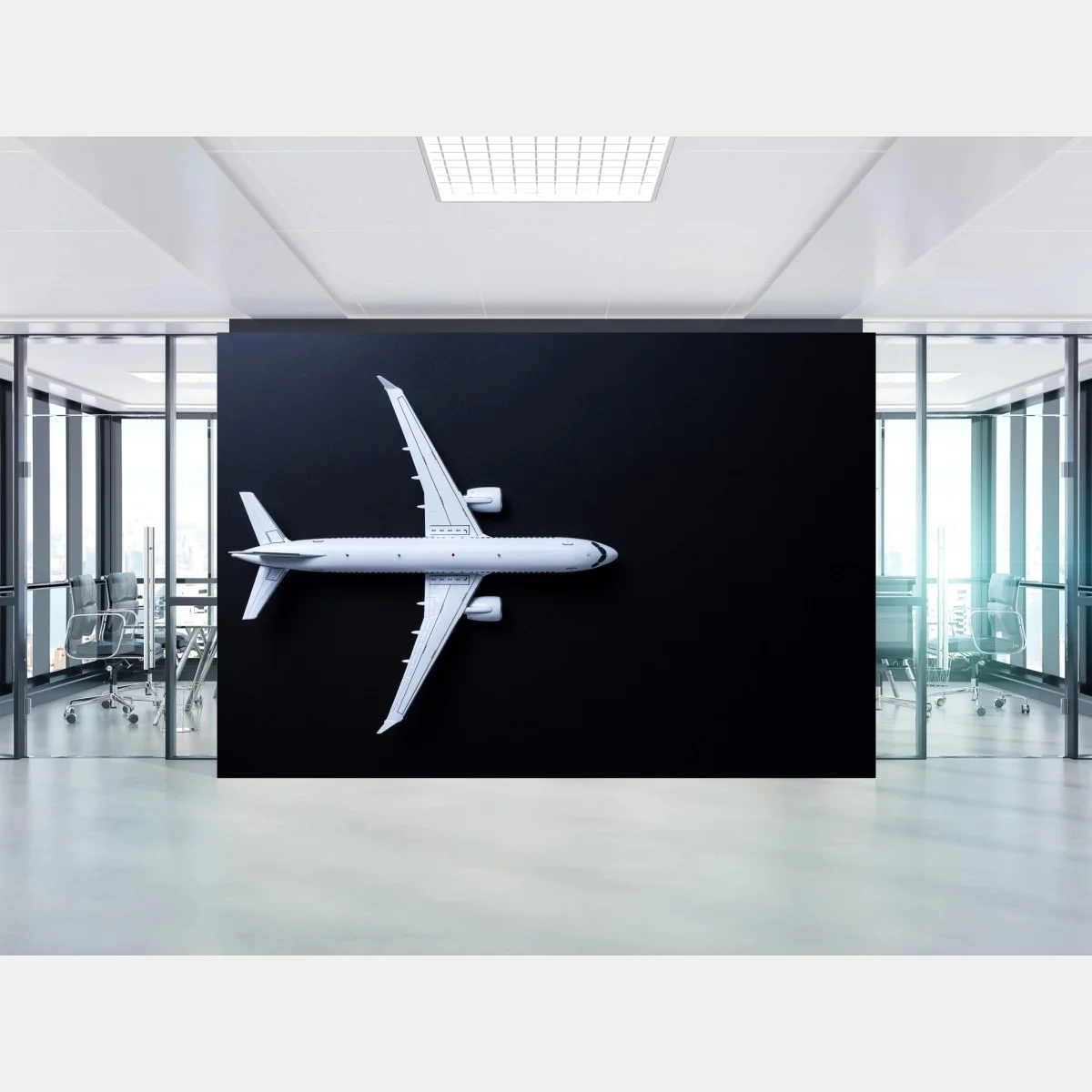Papier peint avion blanc minimaliste sur fond noir – Wallnifity® Papier peint avion blanc minimaliste sur fond noir – Wallnifity®