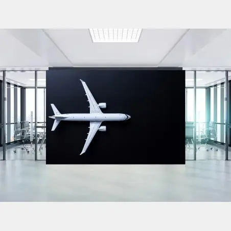 Papier peint avion blanc minimaliste sur fond noir – Wallnifity®
