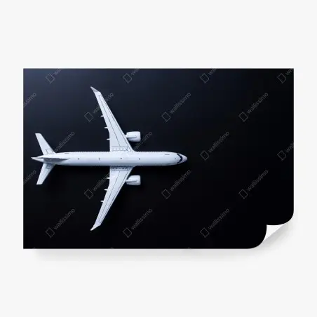 Papier peint avion blanc minimaliste sur fond noir – Wallnifity®