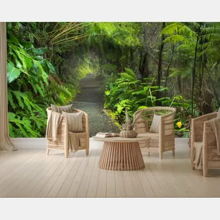 Papier peint forêt tropicale luxuriante sur le sentier Kilauea Iki – Wallnifity®