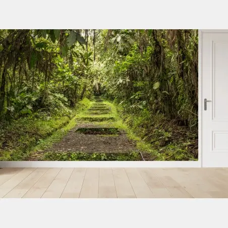 Papier peint sentier tropical verdoyant – Wallnifity®
